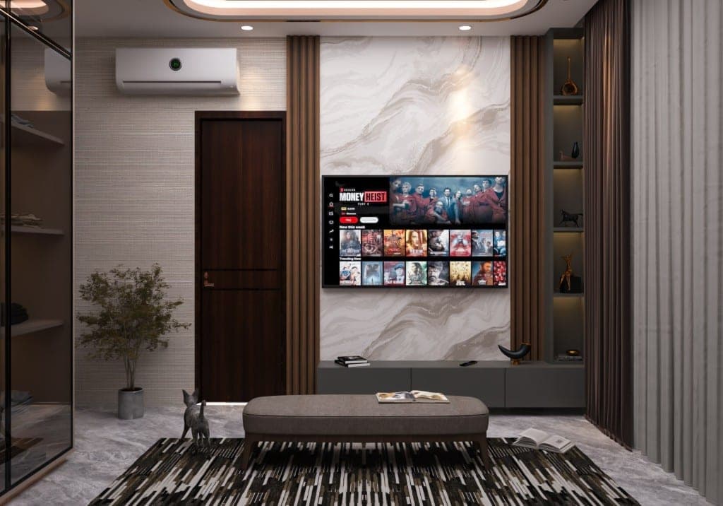 Artistic accent wall bedroom interior Punjab