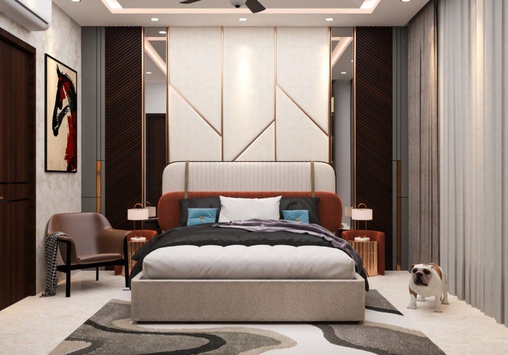Slatted wardrobe bedroom interior designer Moga