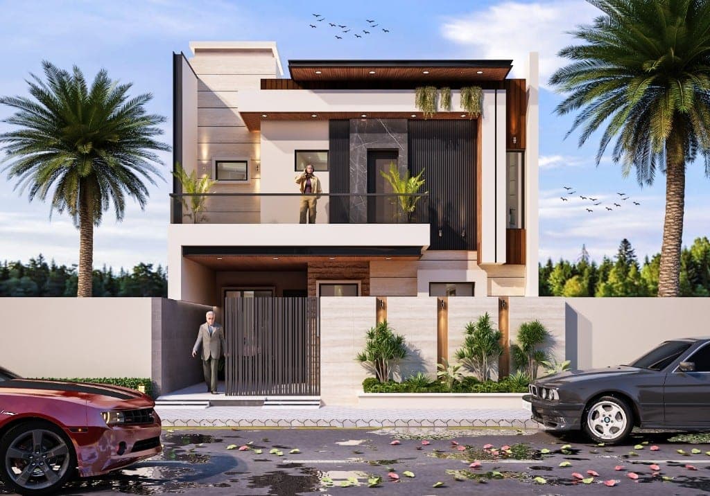 Luxury villa balcony exterior design Punjab India
