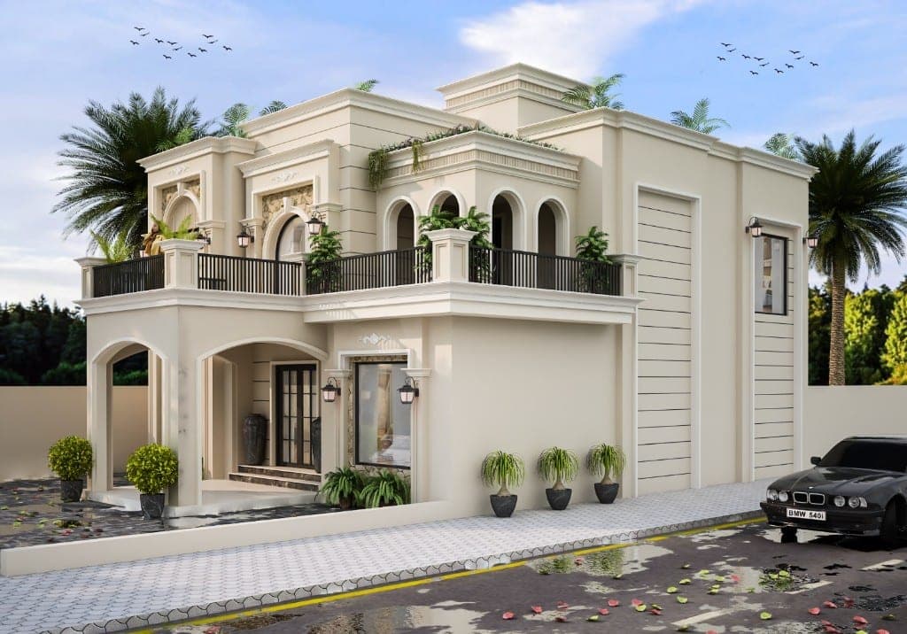 Gated villa entrance exterior design MANKU Punjab