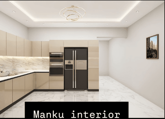 Marble Finish Kitchen - Luxury Kitchen